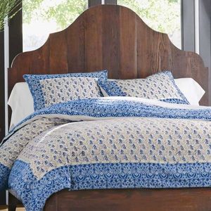 VivaTerra Queen entwined vine & leaf duvet cover with 2 standard shams Indigo
